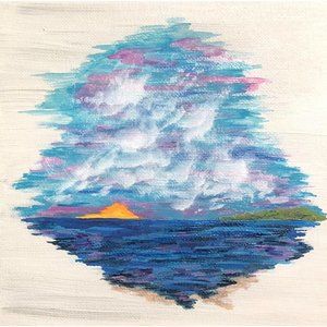 Sea of Blues, Original Acrylic Painting, 6 x 6"